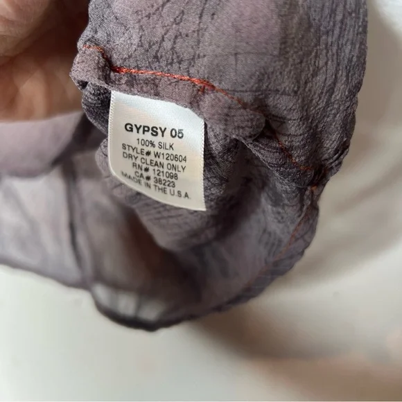 Gypsy 05 100% Silk Ombre Blouse Boho Geometric Print Top Relaxed Fit Small - Picture 4 of 6